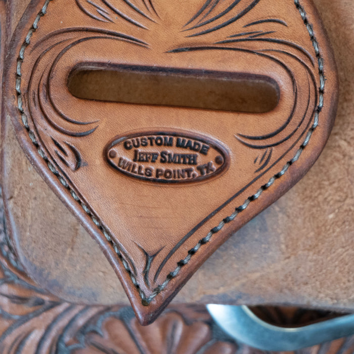 15.5" USED JEFF SMITH TEAM ROPING SADDLE