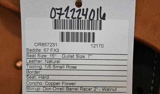 15" MARTIN FX3 BARREL SADDLE Saddles - New Martin Saddlery
