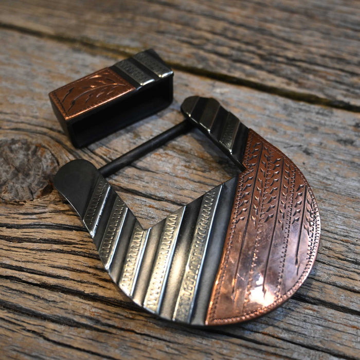 Turtle Jones 2 piece Mounted Copper & Silver Buckle