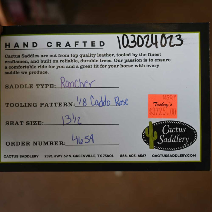 13.5" CACTUS RANCH SADDLE Saddles - New CACTUS SADDLERY