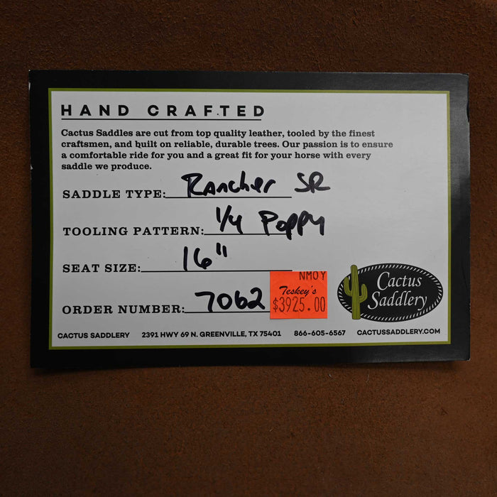 16" CACTUS RANCH SADDLE
