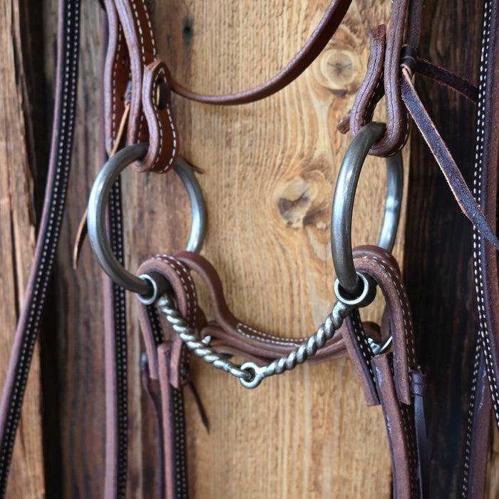 Kerry Kelley O-Ring Twisted Wire Snaffle Bridle Rig w/Browband Headstall