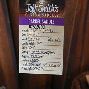 14" JEFF SMITH BARREL SADDLE Saddles Jeff Smith   