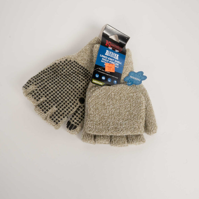 NEW Kinco Alyeska Lined Knit Shell Half Finger Winter Gloves