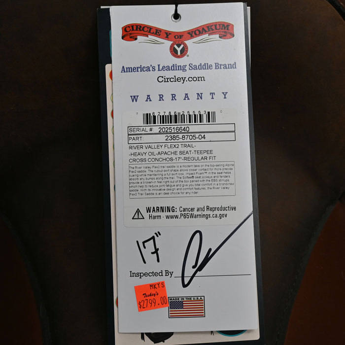 17" CIRCLE Y RIVER VALLEY FLEX2 TRAIL SADDLE Saddles - New Circle Y Saddlery