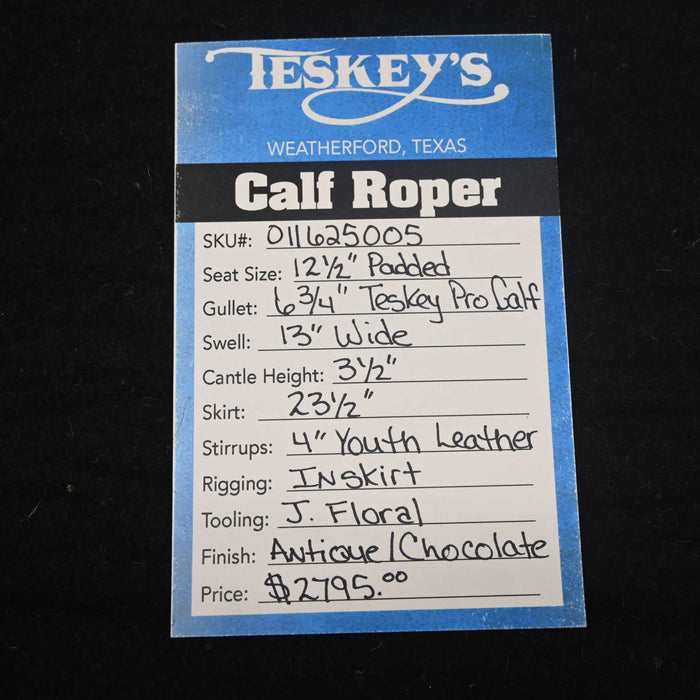 12.5" TESKEY'S YOUTH CALF ROPING SADDLE Saddles - New Teskey's Saddlery