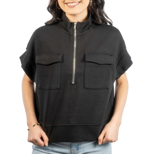 Dua Signature Half Zip Black Top WOMEN - Clothing - Tops - Short Sleeved RD International