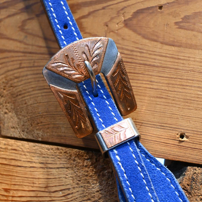 Ocean Blue Roughout Split Ear Headstall