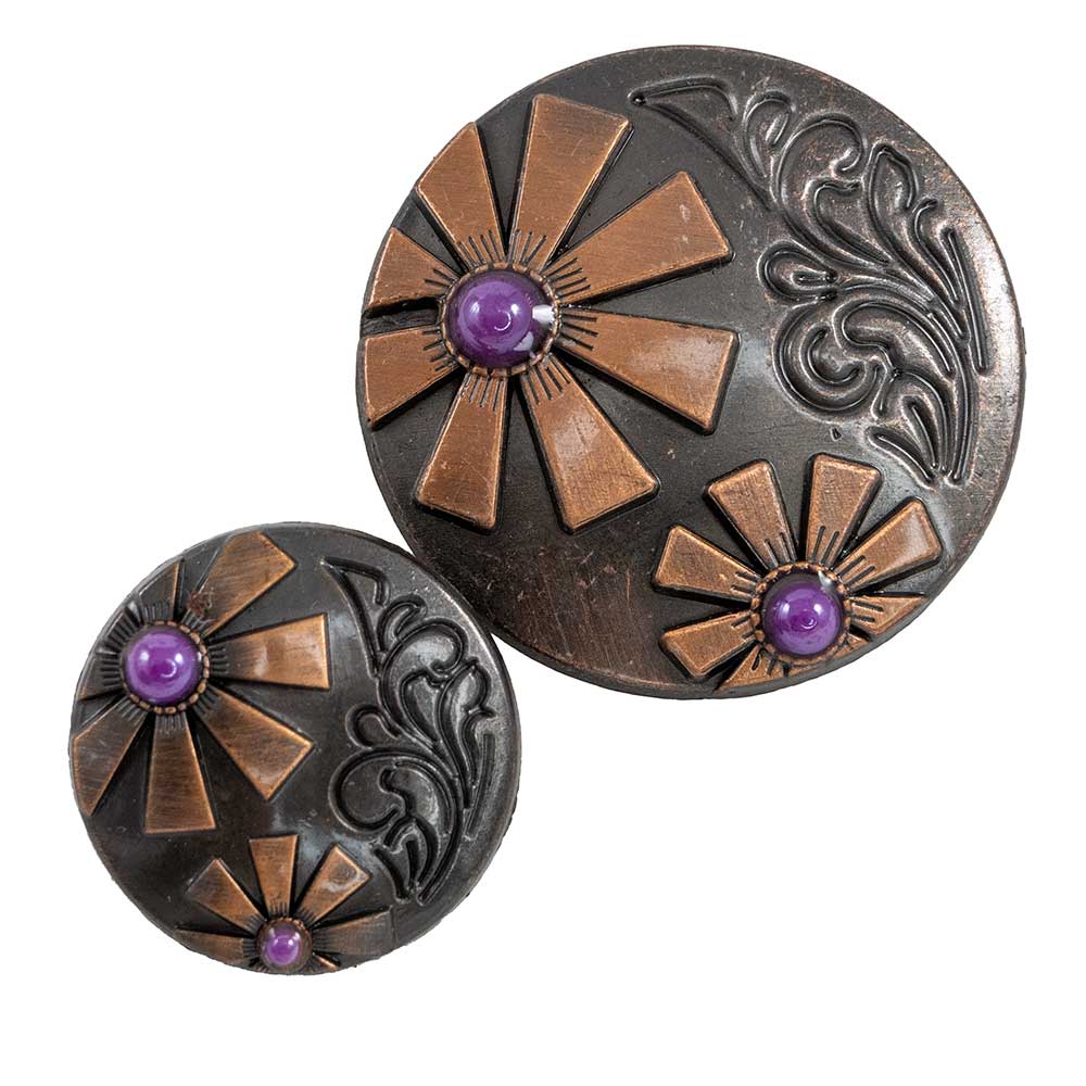 Copper Daisy with Purple Stone Tack - Conchos & Hardware - Conchos MISC   