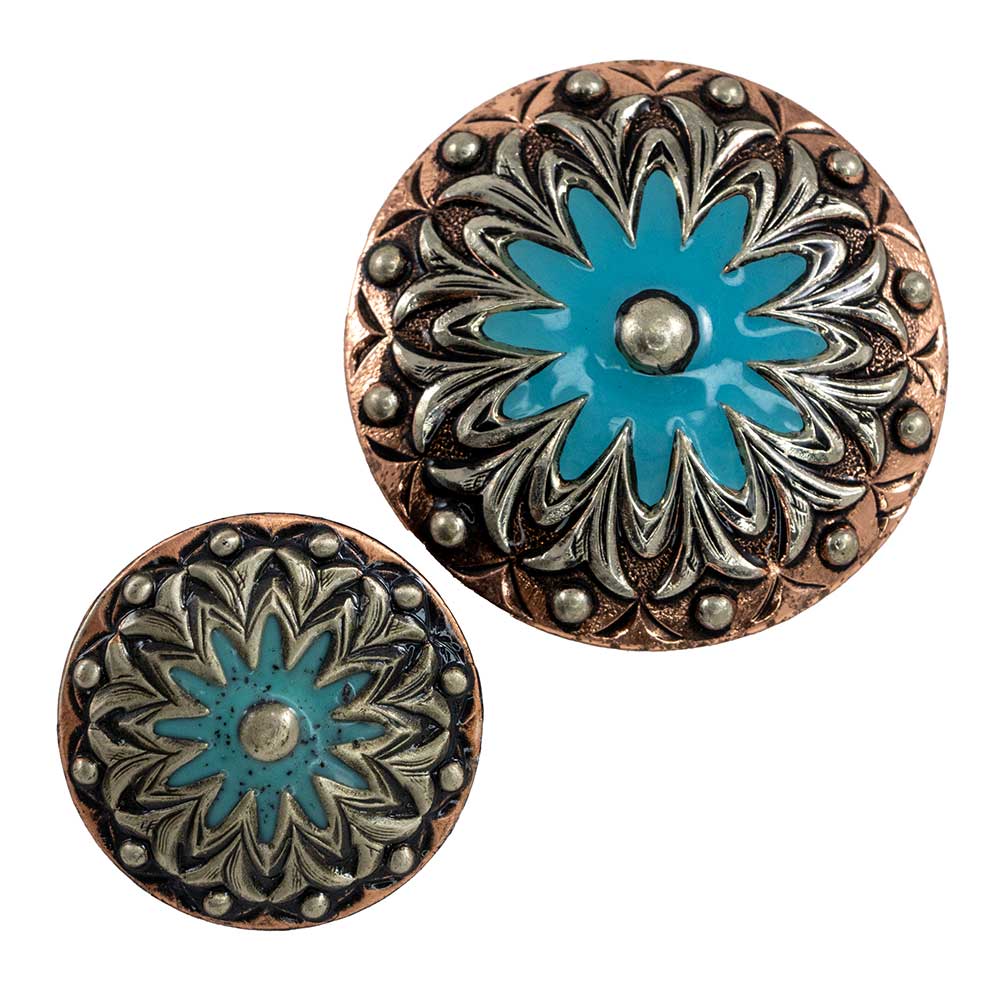 Turquoise Flower Concho Tack - Conchos & Hardware - Conchos MISC   