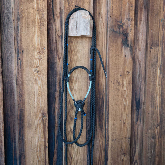 Single Dollar Loping Hackamore w/Nylon Split Reins