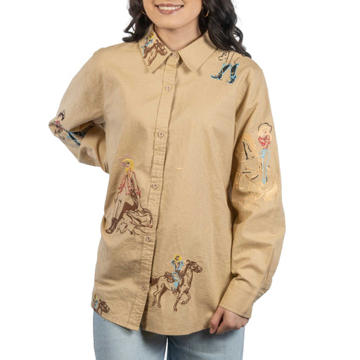 Embroidered Western Motif - FINAL SALE WOMEN - Clothing - Tops - Long Sleeved Blue B