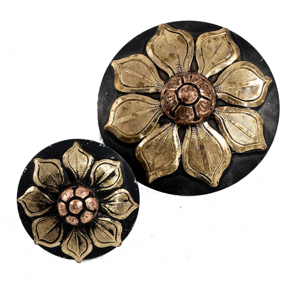 Double Flower Concho with Copper Center Tack - Conchos & Hardware MISC   