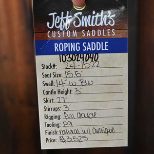 15.5" JEFF SMITH ROPING SADDLE Saddles Jeff Smith   