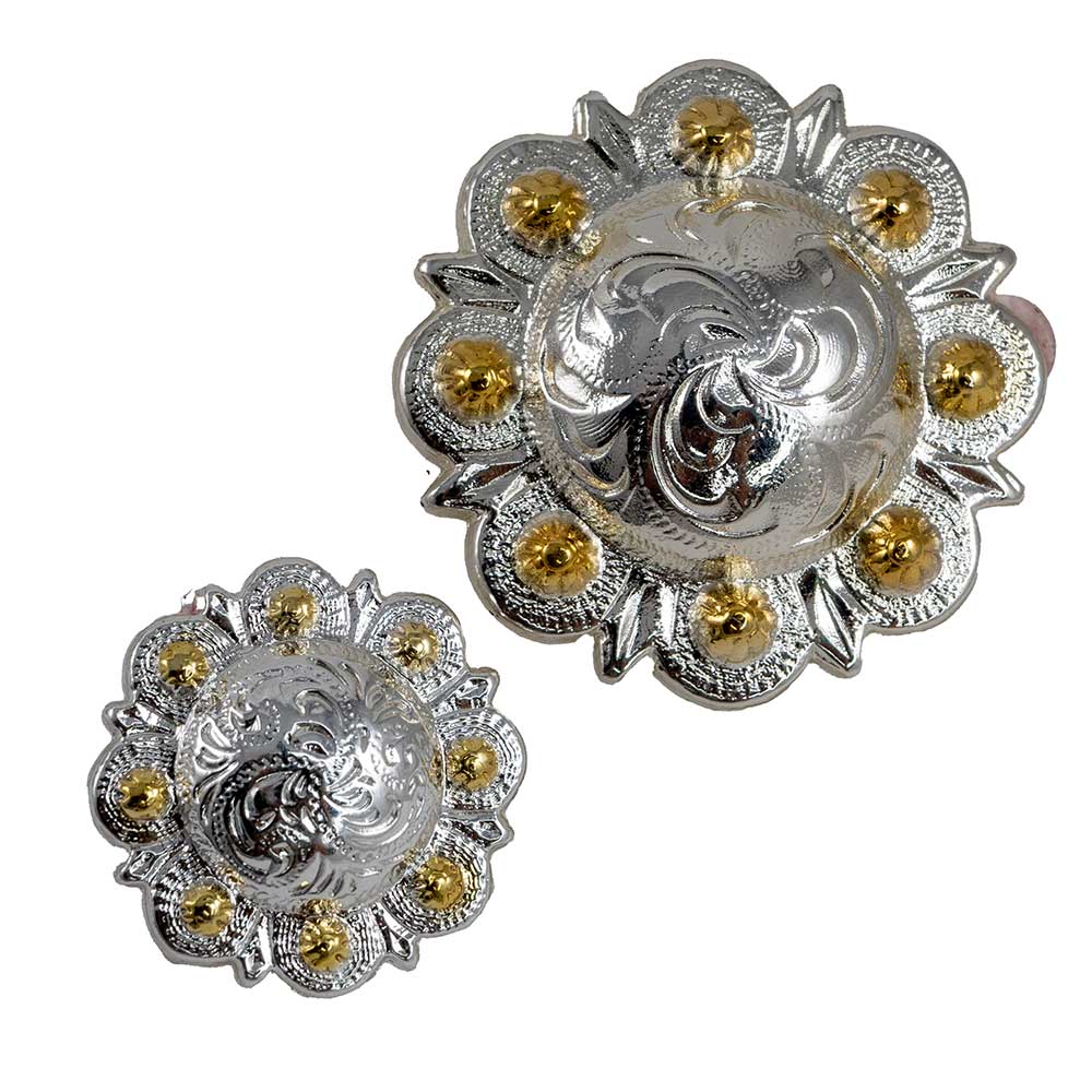 Silver Berry Concho with Gold Dots Tack - Conchos & Hardware MISC   