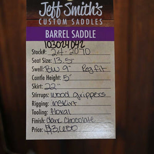 13.5" JEFF SMITH BARREL SADDLE Saddles Jeff Smith   