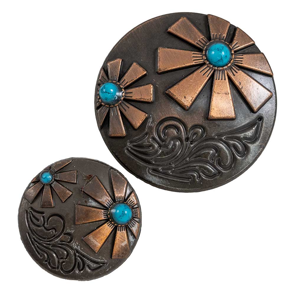 Copper Daisy with Turquoise Stone Tack - Conchos & Hardware MISC   