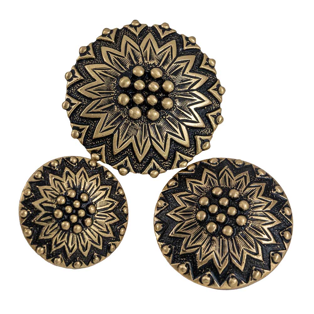 Brass Geometric Flower Concho Tack - Conchos & Hardware MISC   