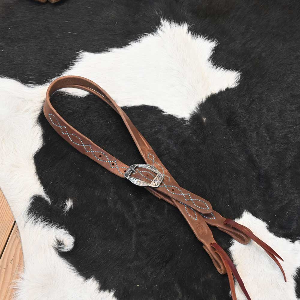 Harness Leather Headstall with Turqouise Stitching AAHS006 Tack - Headstalls - One Ear Misc   
