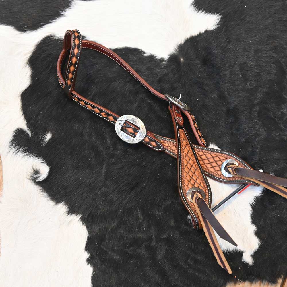 Single Ear Stamped Headstall with Teskey's Buckles AAHS007 Tack - Headstalls - One Ear Misc   