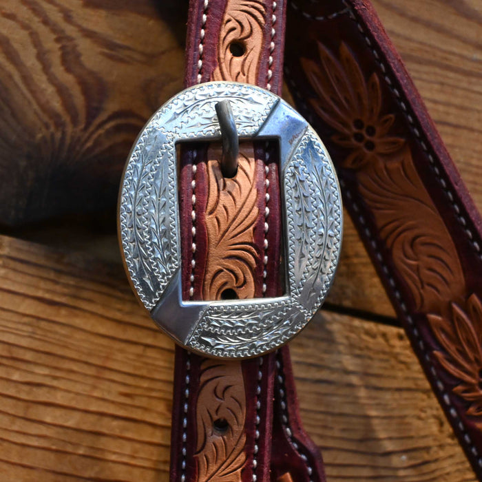 Ross Bullinger Burgundy Split Ear Headstall w/Wyatt Wells Buckle