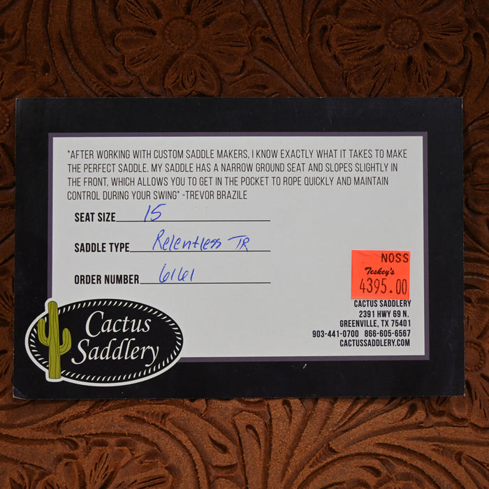 15" CACTUS RELENTLESS TEAM ROPING SADDLE Saddles - New CACTUS SADDLERY
