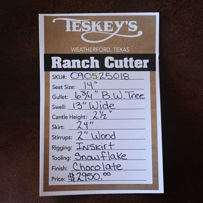 14" TESKEY'S PRO CUTTER RANCH CUTTER SADDLE Saddles - New Teskey's Saddlery