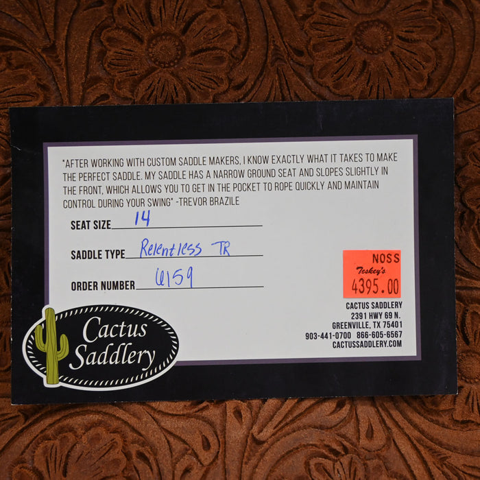 14" CACTUS RELENTLESS TEAM ROPING SADDLE Saddles - New CACTUS SADDLERY