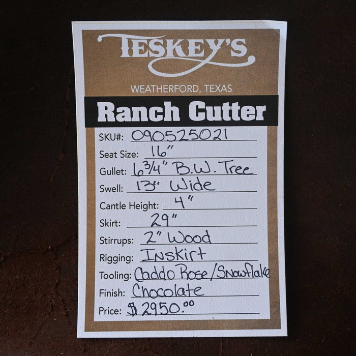 16" TESKEY'S PRO CUTTER RANCH CUTTER SADDLE Saddles - New Teskey's Saddlery