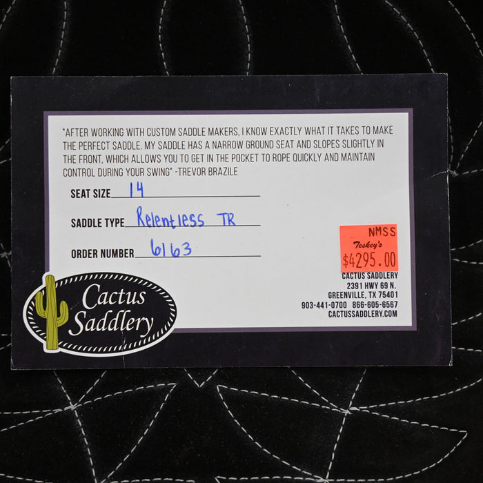 14" CACTUS RELENTLESS TEAM ROPING SADDLE Saddles - New CACTUS SADDLERY