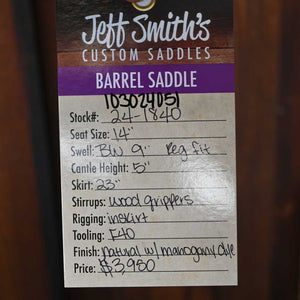 14" JEFF SMITH BARREL SADDLE Saddles Jeff Smith   