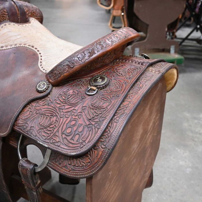14" USED D.W BARNES TEAM ROPING SADDLE