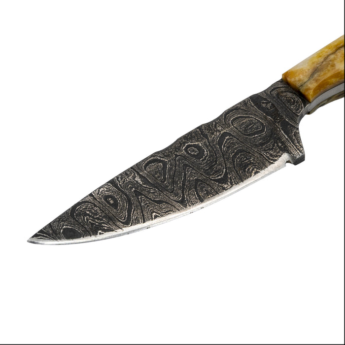 Justin Wiley Handmade Damascus Knife w/Leather Sheath