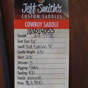 16" JEFF SMITH COWBOY SADDLE Saddles Jeff Smith   