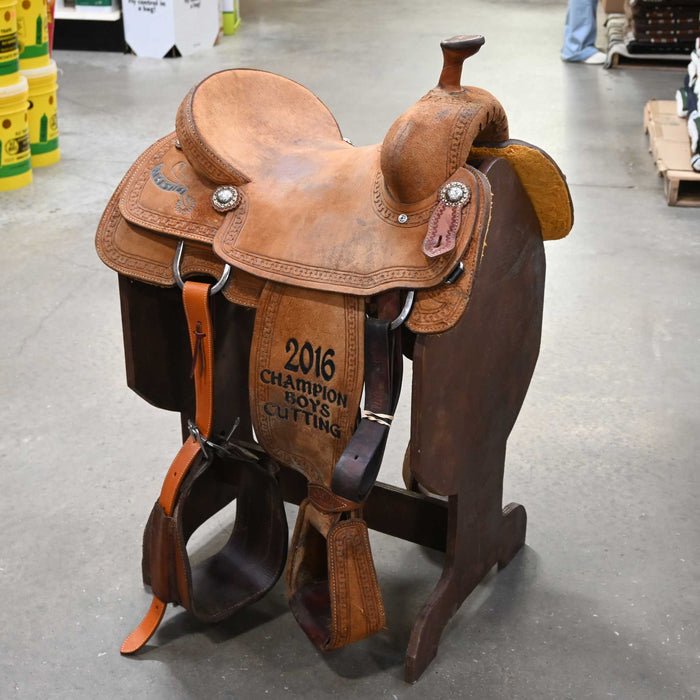 15" USED SLONE TEAM ROPING SADDLE
