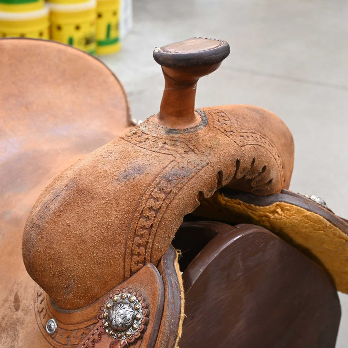 15" USED SLONE TEAM ROPING SADDLE