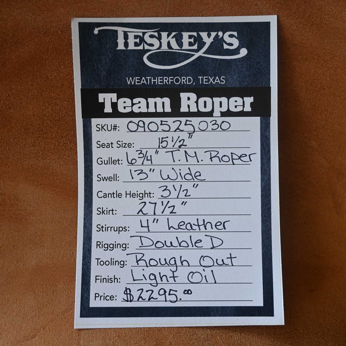 15.5" TESKEY'S TEAM ROPING SADDLE Saddles - New Teskey's Saddlery