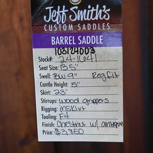 13.5" JEFF SMITH BARREL SADDLE Saddles Jeff Smith   