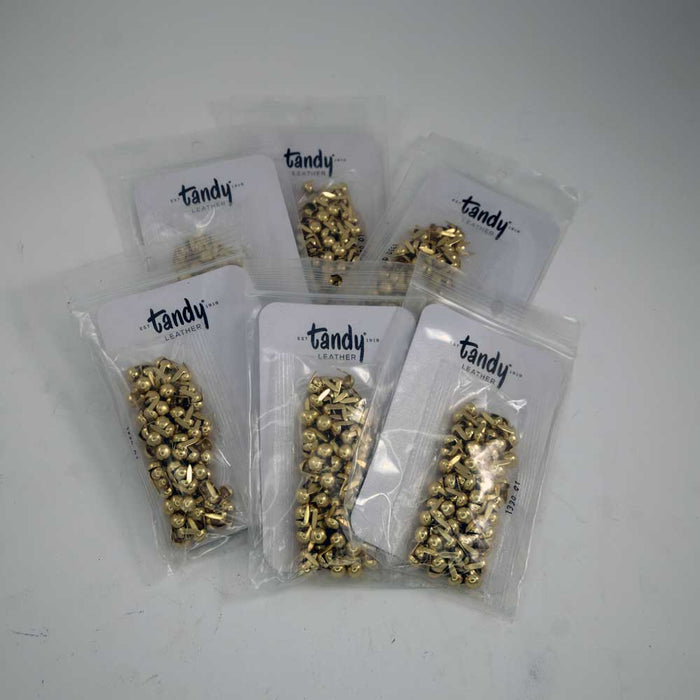 NEW Tandy Leather Brass Plated Spots/Dots 1/4" in 100pck Lot Of 6 Sale Barn Teskey's