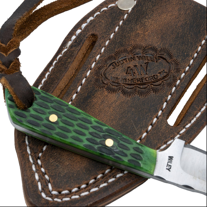 Justin Wiley Handmade Carbon Steel Green Jigged Knife