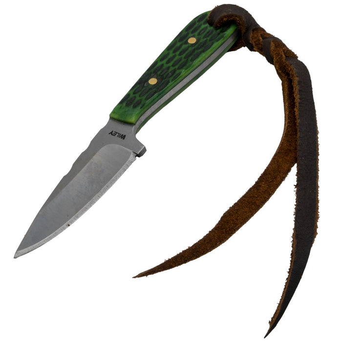 Justin Wiley Handmade Carbon Steel Green Jigged Knife