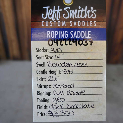 14" JEFF SMITH ROPING SADDLE Saddles - New Jeff Smith