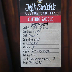 16.5" JEFF SMITH CUTTING SADDLE Saddles Jeff Smith   