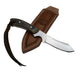 Knife with a leather sheath on a white background