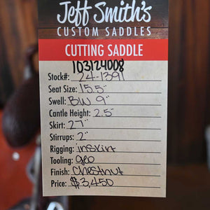 15.5" JEFF SMITH CUTTING SADDLE Saddles Jeff Smith   