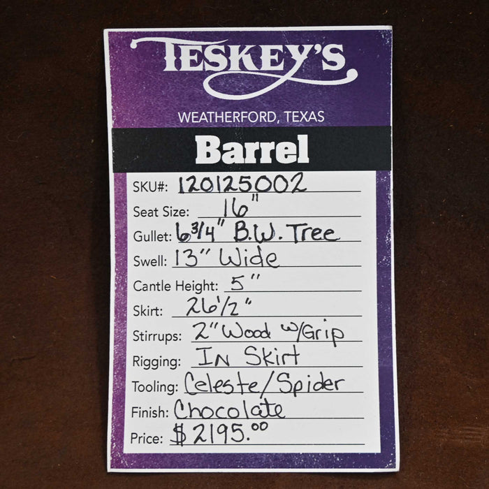16" TESKEY'S BARREL SADDLE