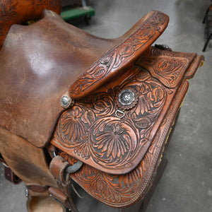 14" USED TESKEY'S ROPING SADDLE Saddles TESKEY'S SADDLERY LLC   