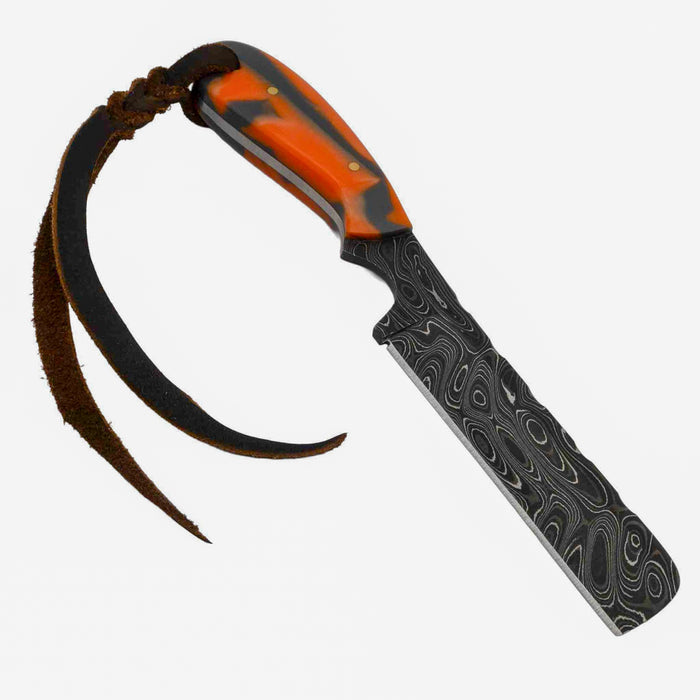 Justin Wiley Handmade Damascus Bull Knife w/Orange Handle