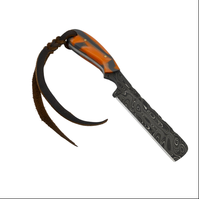 Justin Wiley Handmade Damascus Bull Knife w/Orange Handle