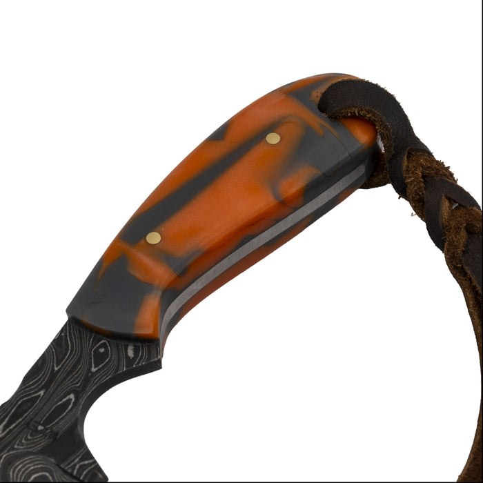 Justin Wiley Handmade Damascus Bull Knife w/Orange Handle